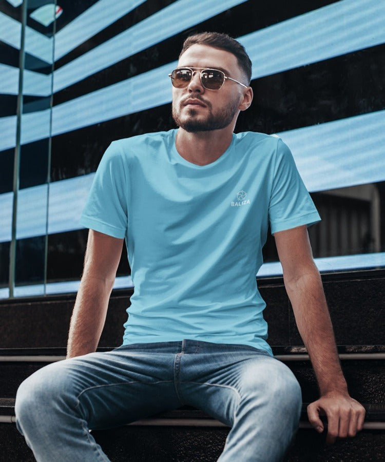 Baliza Men's 100% Cotton Round Neck T-shirt- Sage Green