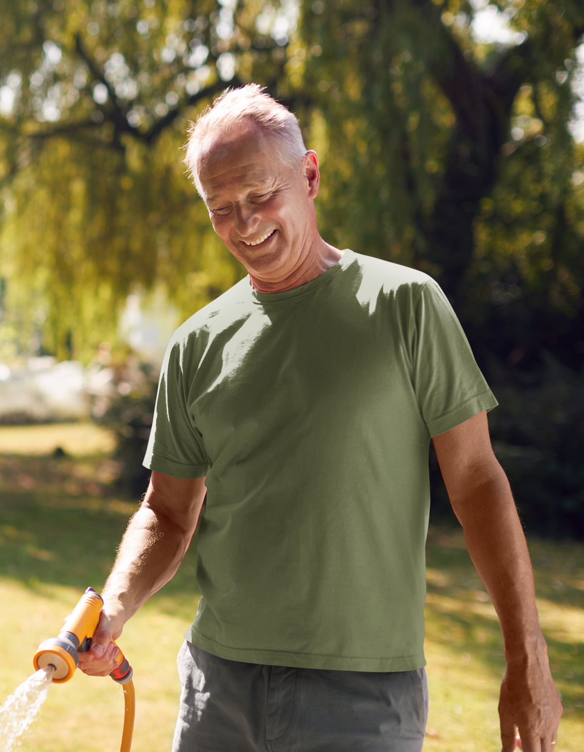 Baliza Men's 100% Cotton Round Neck T-shirt- Sage Green