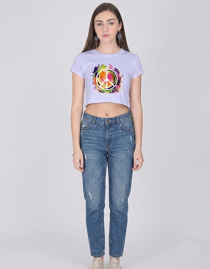 Peace & Love Graphic Crop Top