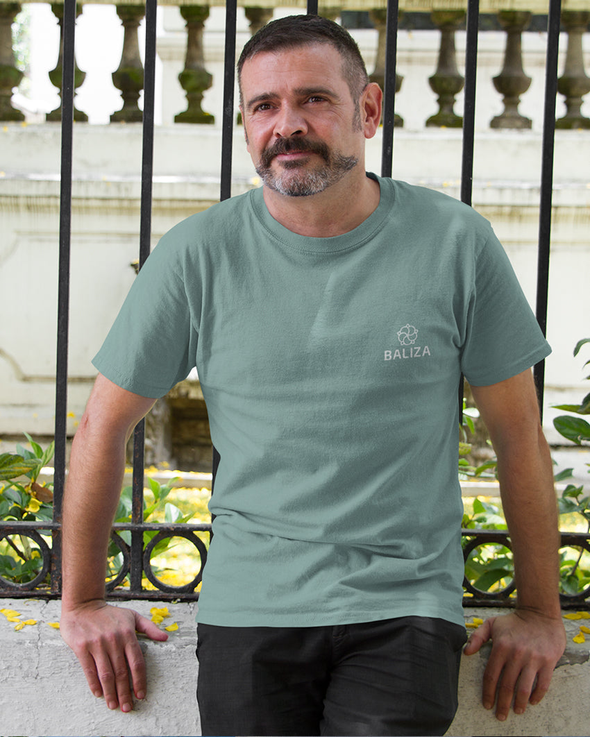 Baliza Men's 100% Cotton Round Neck T-shirt- Olive Green