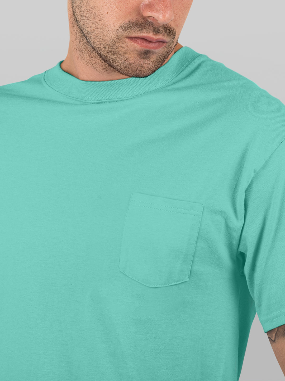 Baliza Men's 100% Cotton Round Neck T-shirt- Sea Green