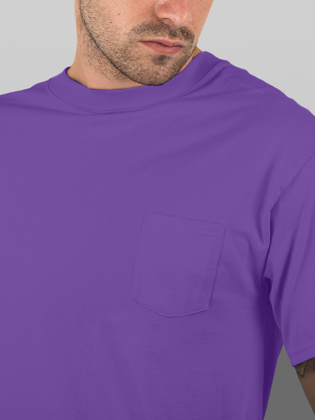 Baliza Men's 100% Cotton Round Neck T-shirt- Purple