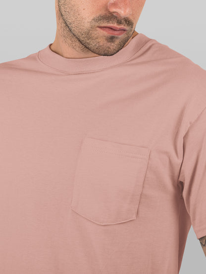 Baliza Men's 100% Cotton Round Neck T-shirt- Salmon Pink