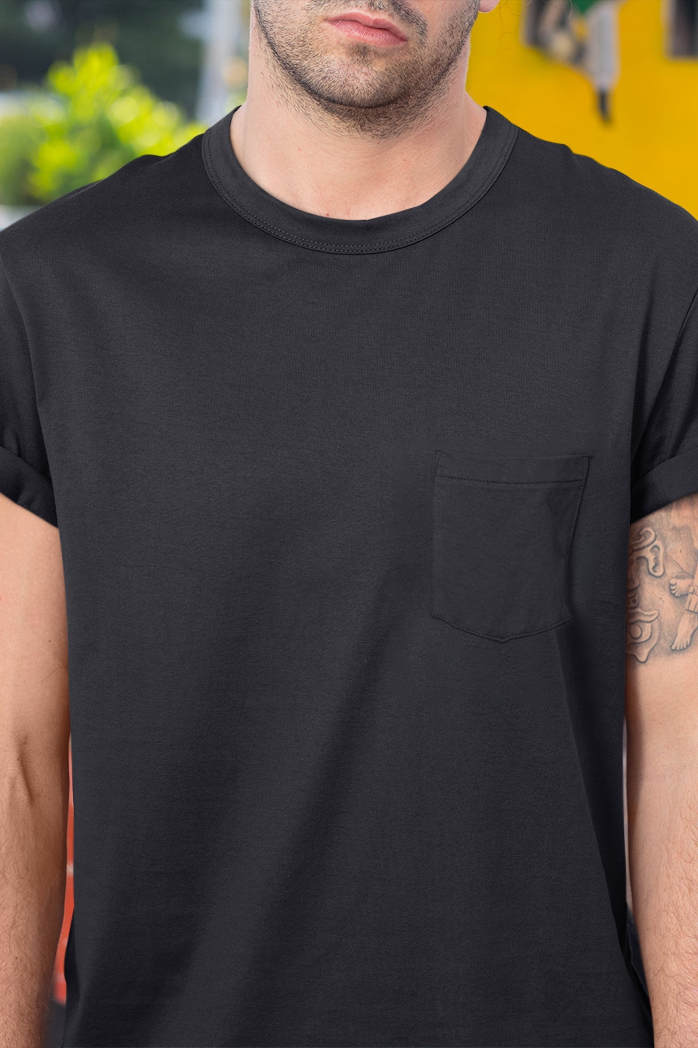 Baliza Men's 100% Cotton Round Neck T-shirt- Black