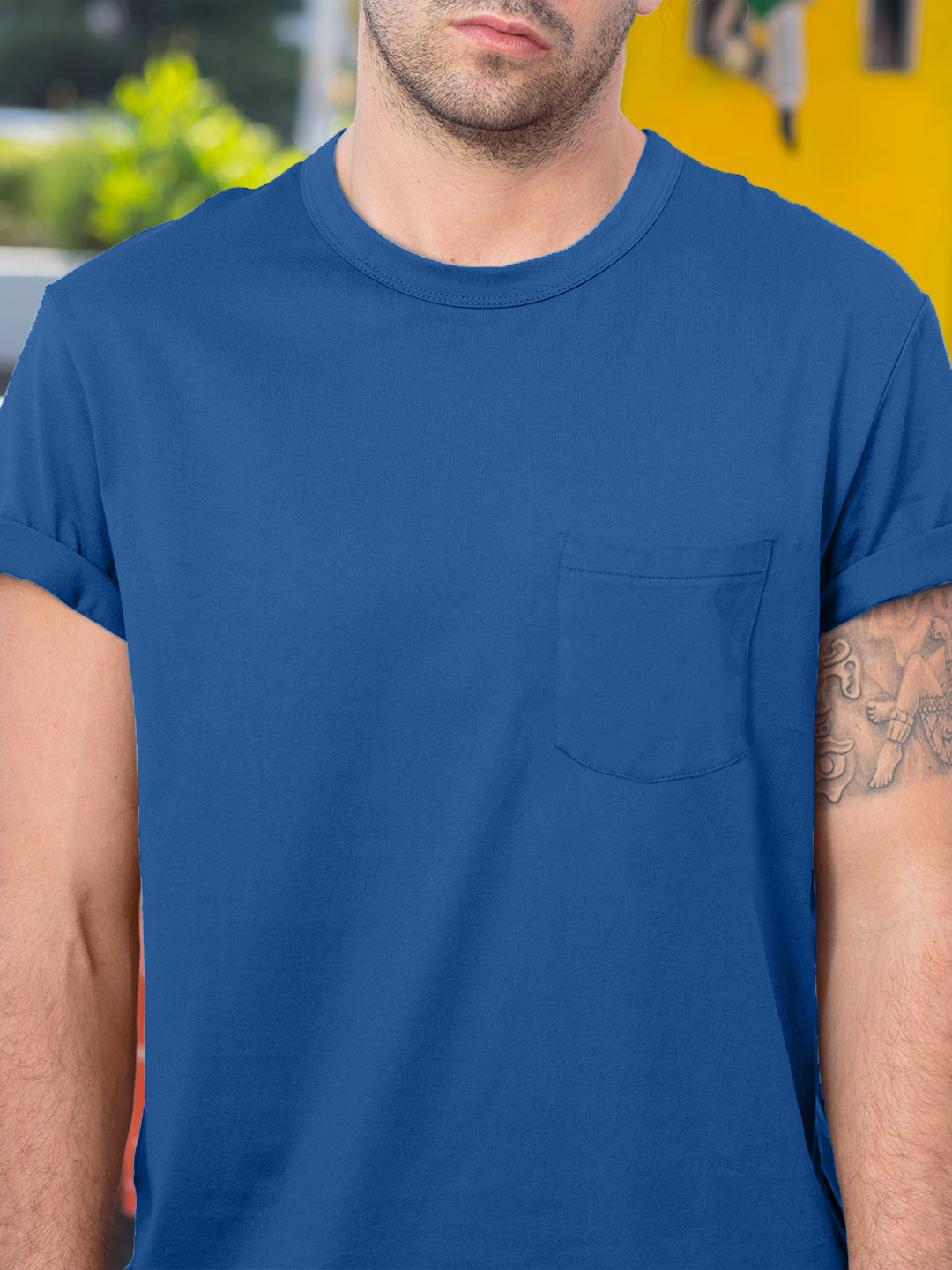 Baliza Men's 100% Cotton Round Neck T-shirt- Royal Blue