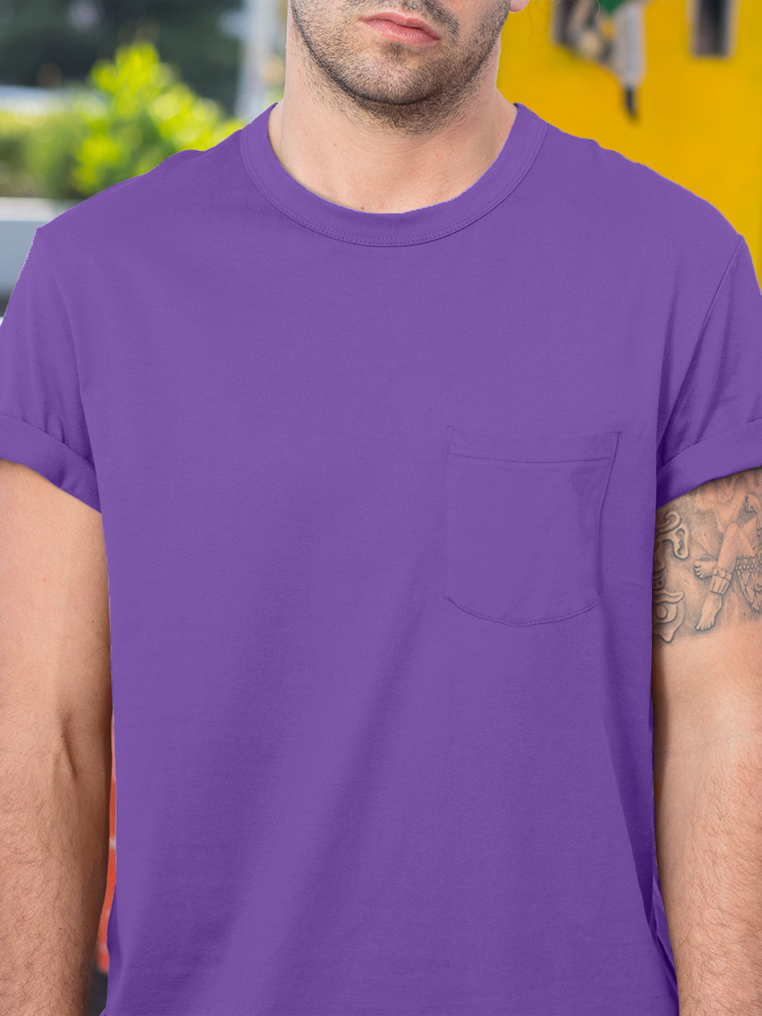 Baliza Men's 100% Cotton Round Neck T-shirt- Purple