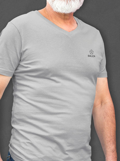 Baliza Men's 100% Cotton Round Neck T-shirt- Gray