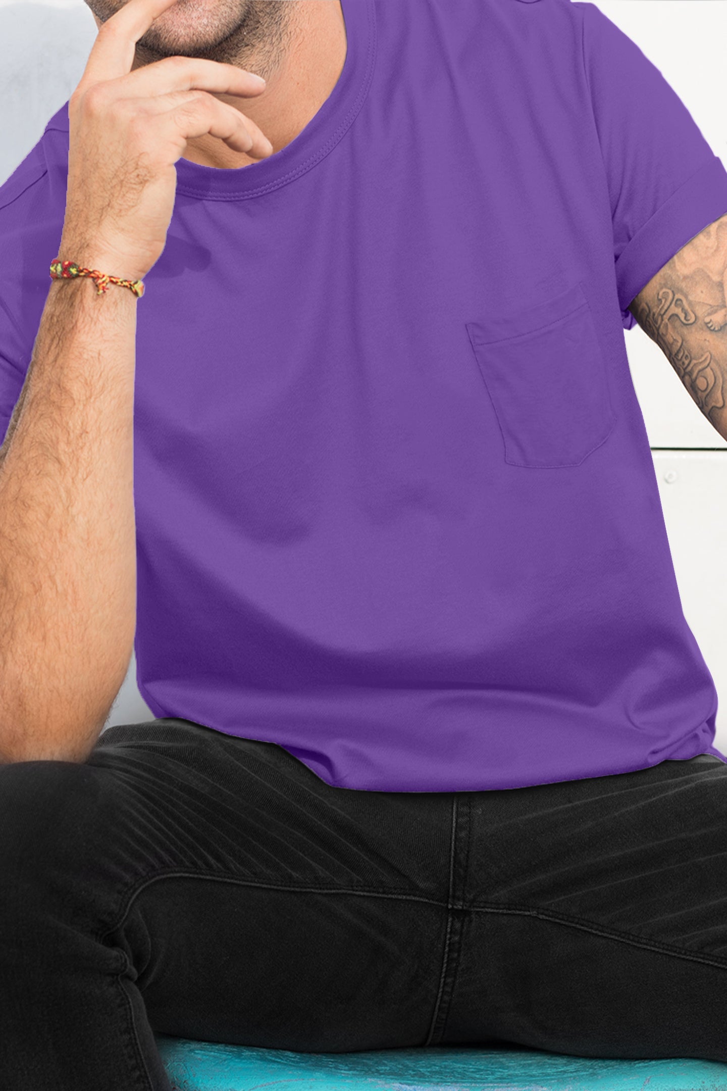 Baliza Men's 100% Cotton Round Neck T-shirt- Purple