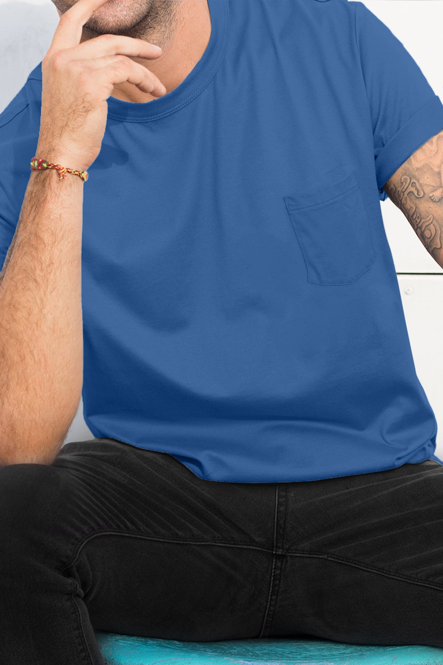 Baliza Men's 100% Cotton Round Neck T-shirt- Royal Blue