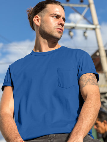 Baliza Men's 100% Cotton Round Neck T-shirt- Royal Blue