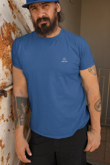Baliza Men's 100% Cotton Round Neck T-shirt- Royal Blue