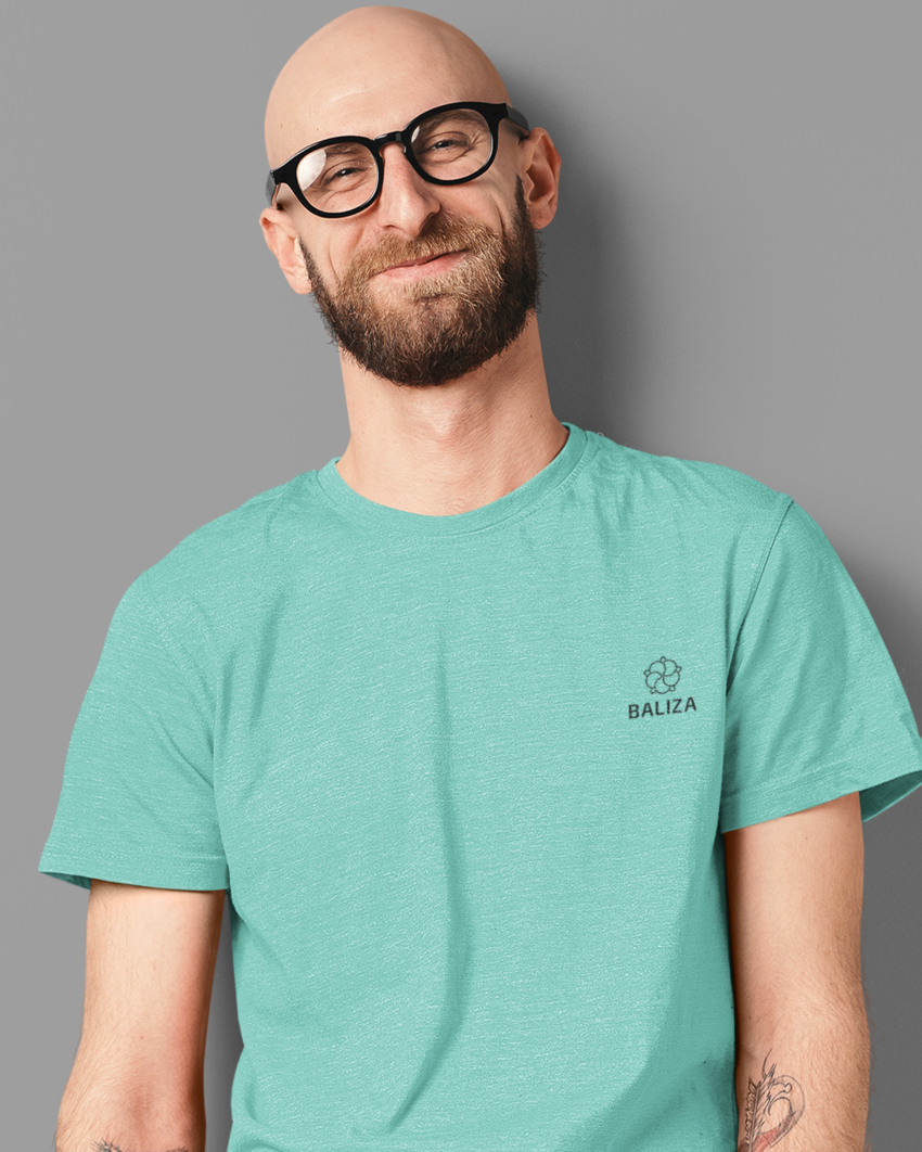 Baliza Men's 100% Cotton Round Neck T-shirt- Sage Green