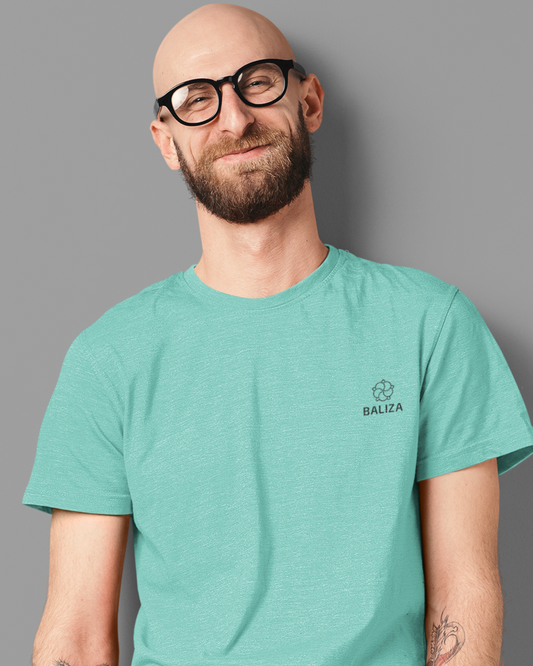 Baliza Men's 100% Cotton Round Neck T-shirt- Sea Green