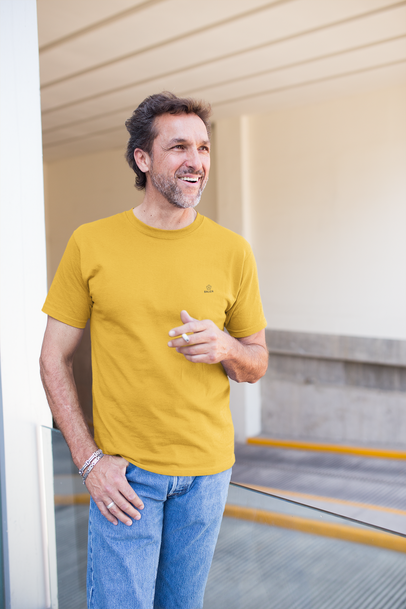 Baliza Men's 100% Cotton Round Neck T-shirt- Olive Green