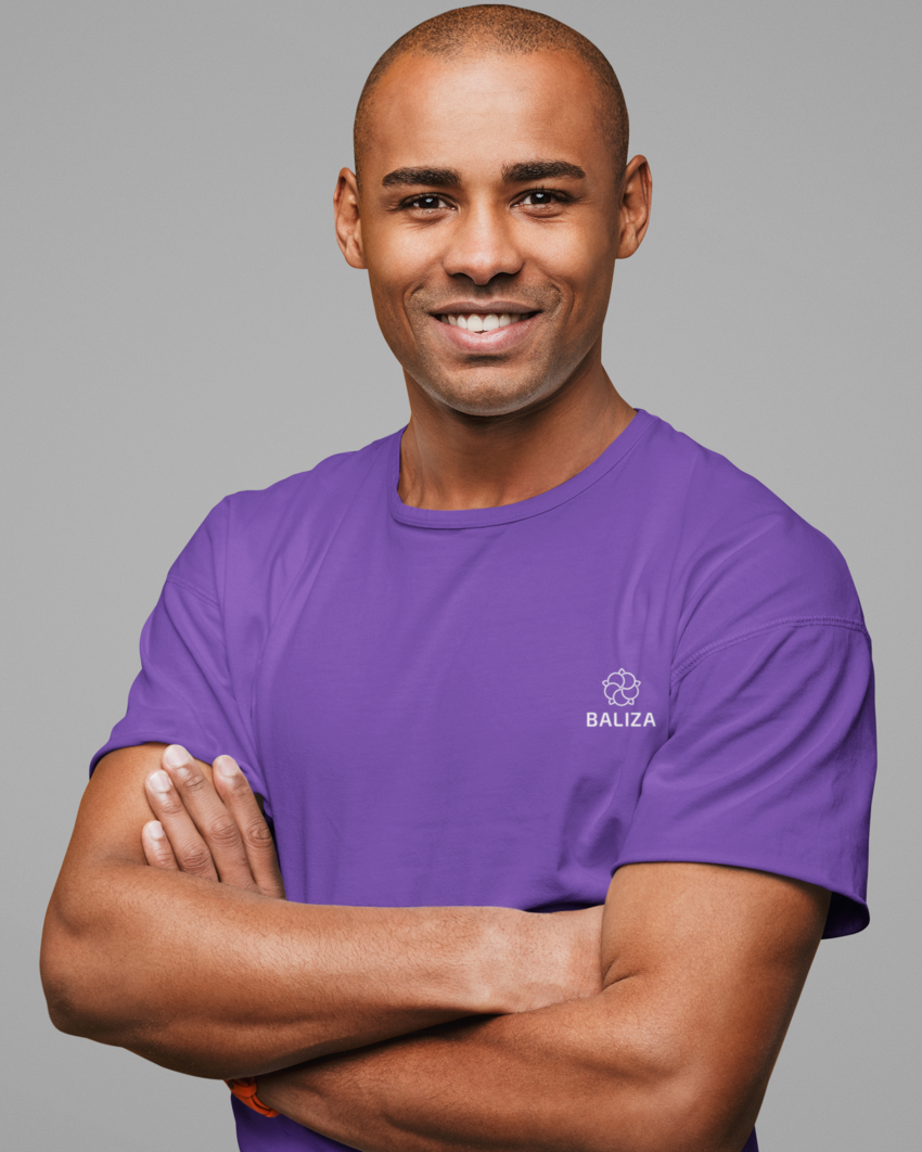 Baliza Men's 100% Cotton Round Neck T-shirt- Purple