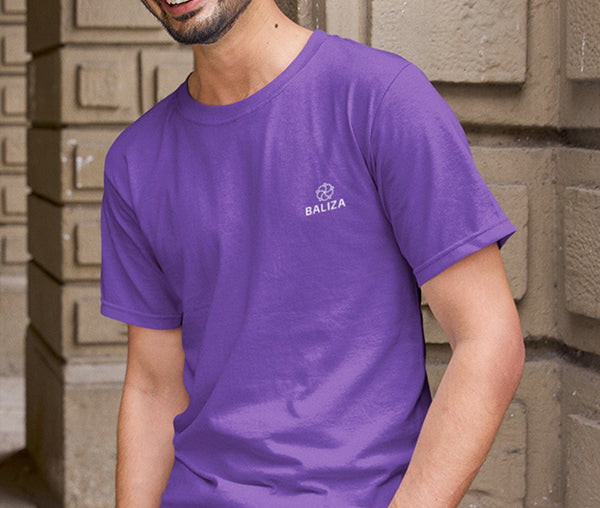 Baliza Men's 100% Cotton Round Neck T-shirt- Purple