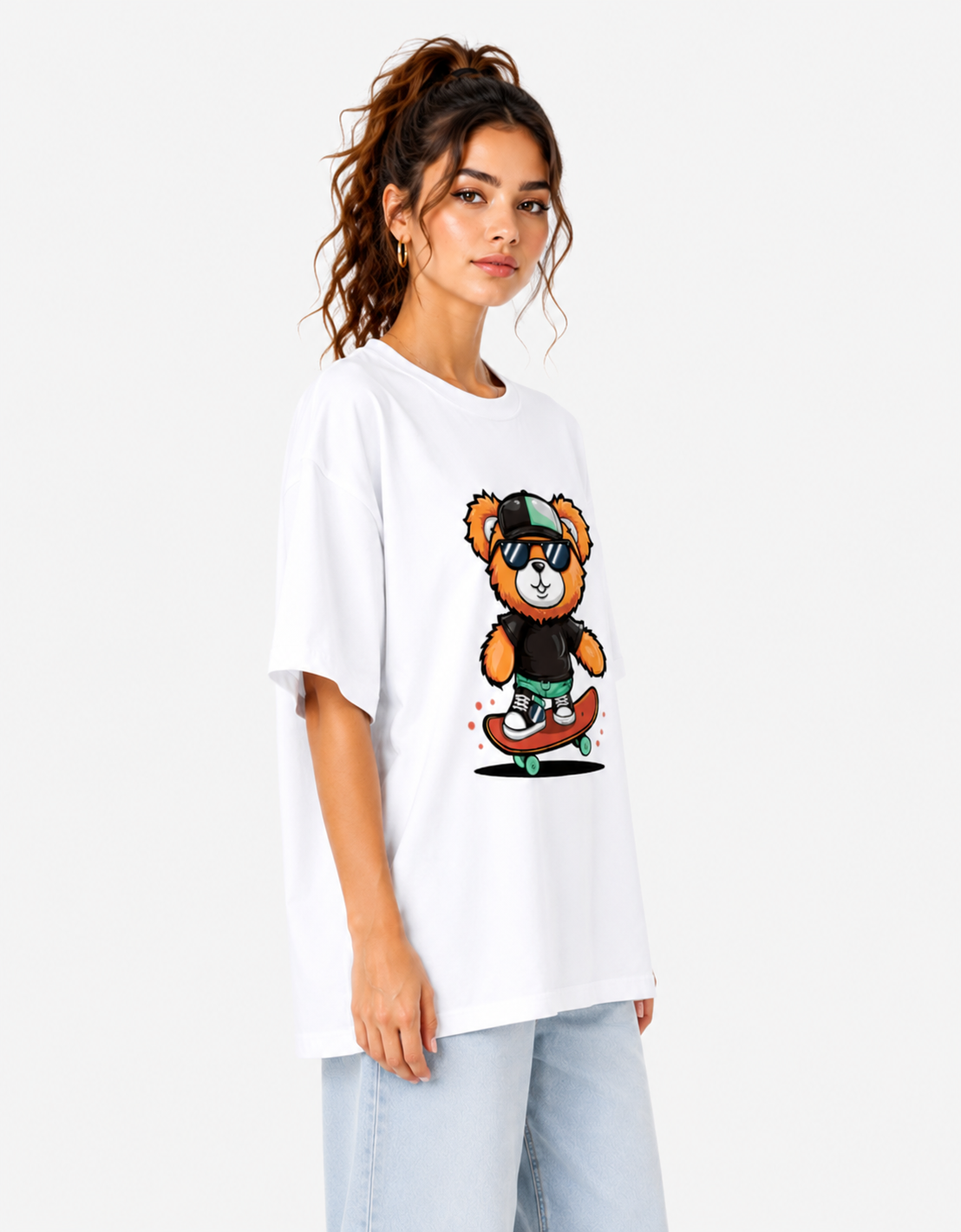 Women's Skater Bear Oversized T-Shirt