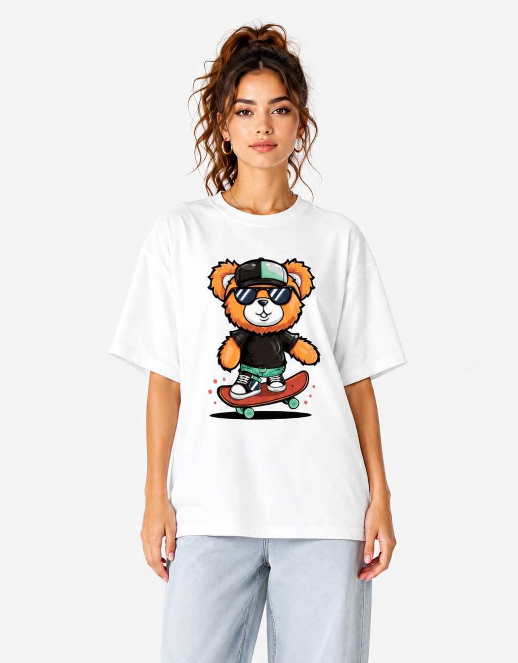 Women's Skater Bear Oversized T-Shirt