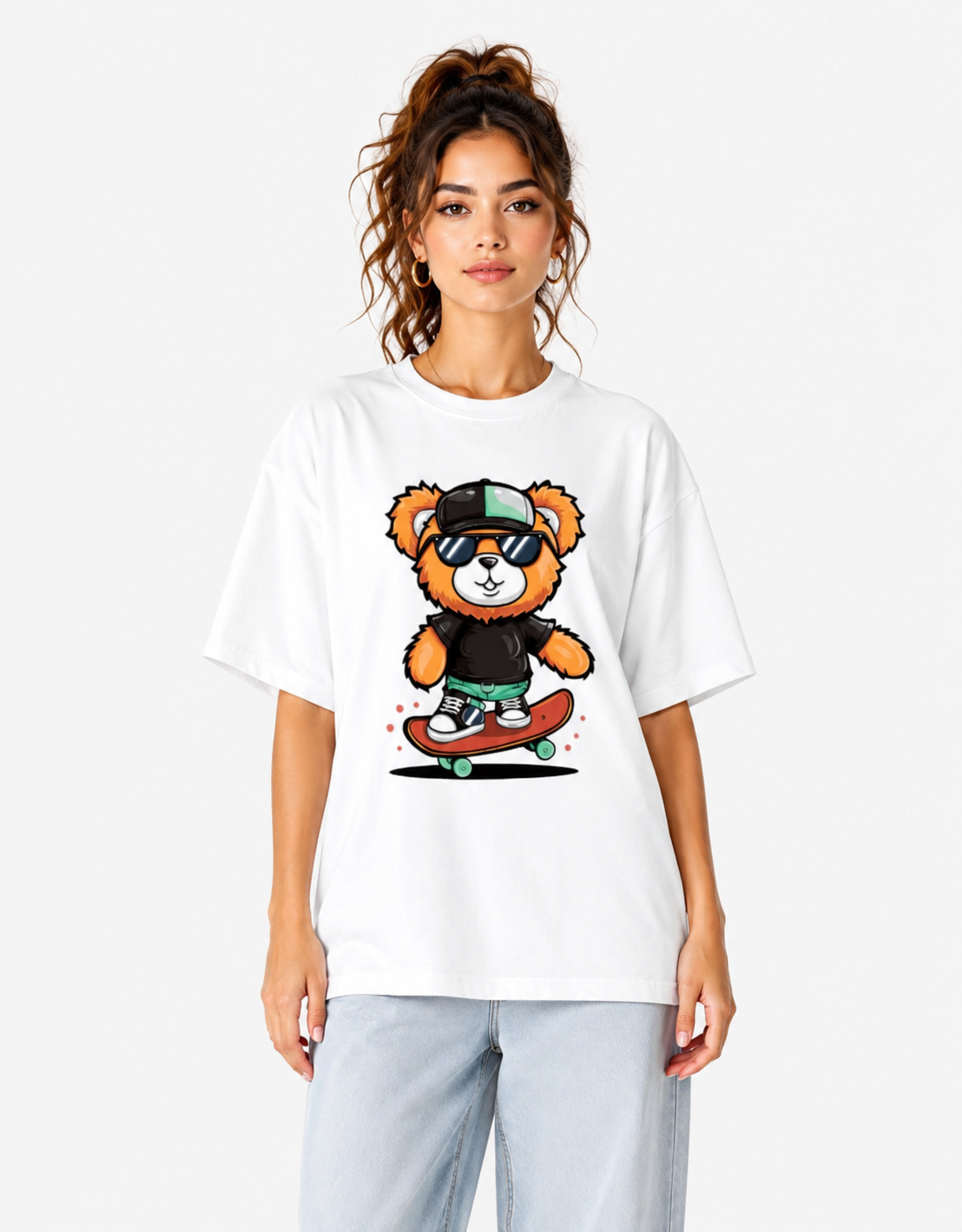 Women's Skater Bear Oversized T-Shirt
