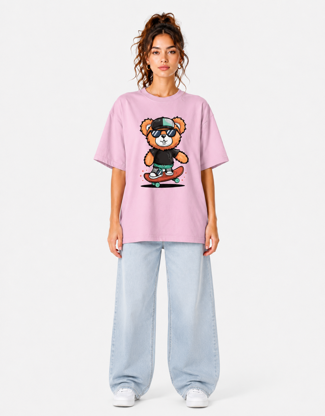 Women's Skater Bear Oversized T-Shirt