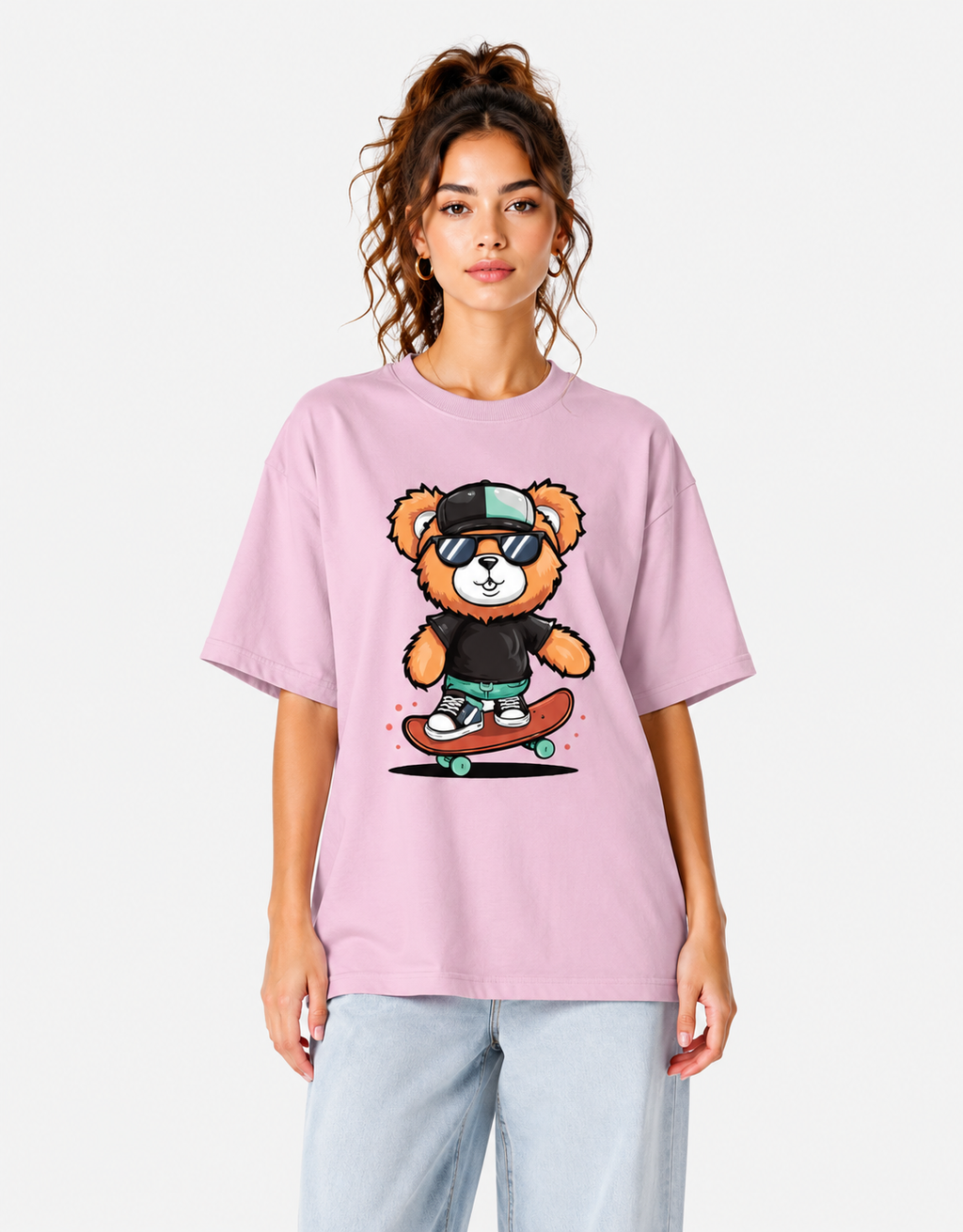 Women's Skater Bear Oversized T-Shirt