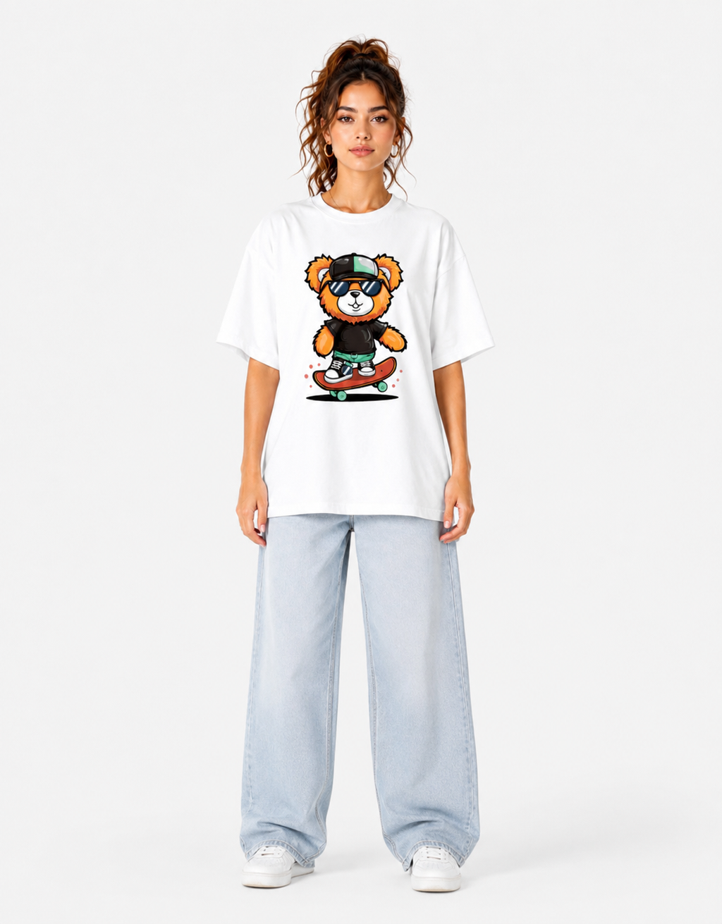 Women's Skater Bear Oversized T-Shirt