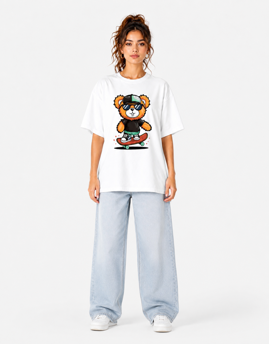 Women's Skater Bear Oversized T-Shirt