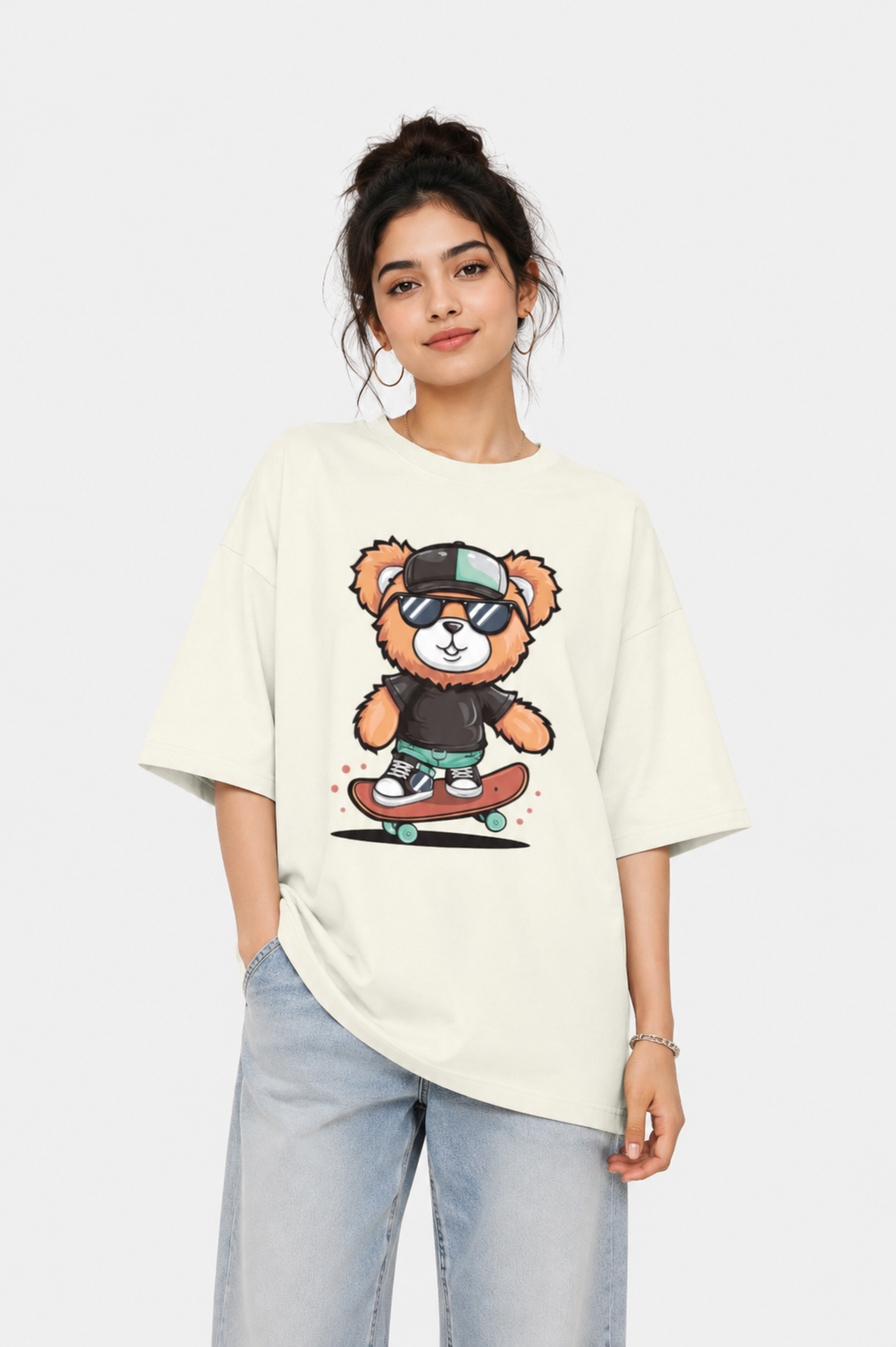 Women's Skater Bear Oversized T-Shirt