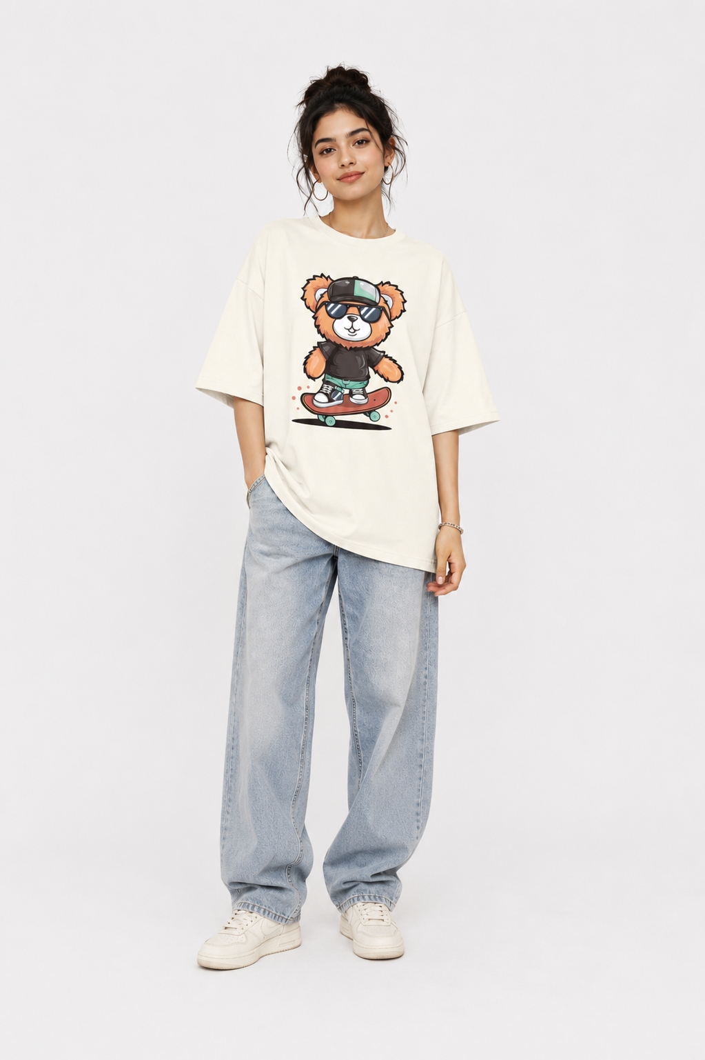 Women's Skater Bear Oversized T-Shirt