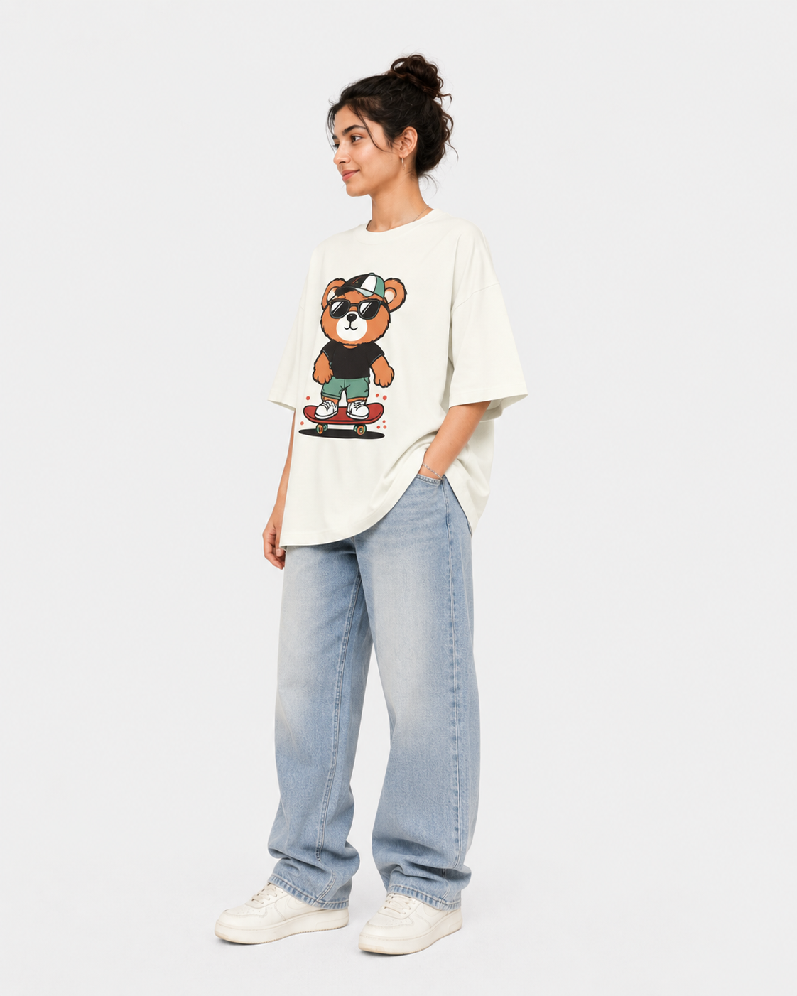 Women's Skater Bear Oversized T-Shirt