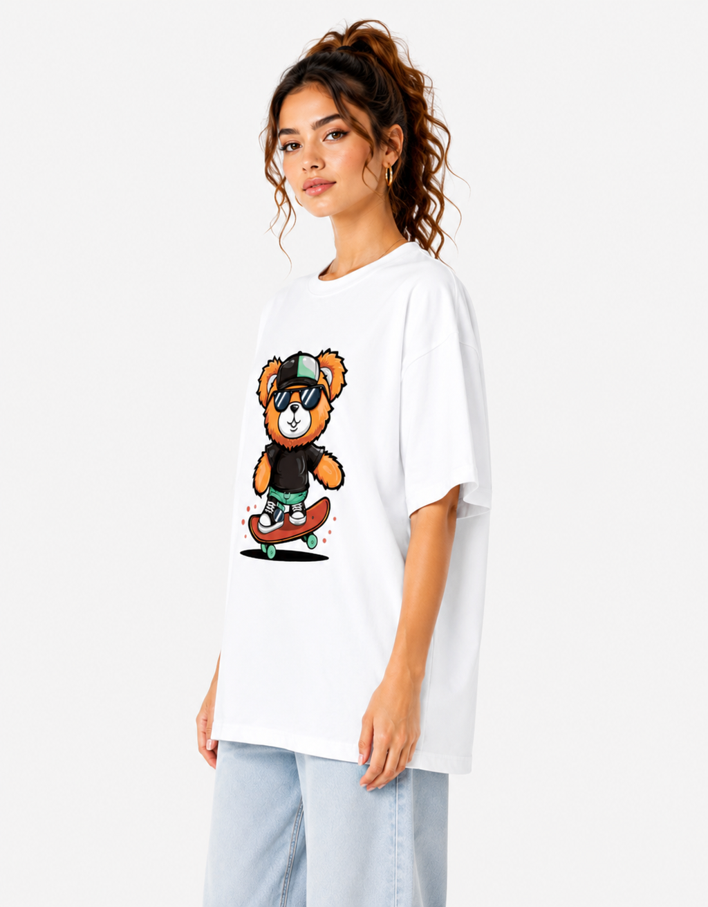 Women's Skater Bear Oversized T-Shirt