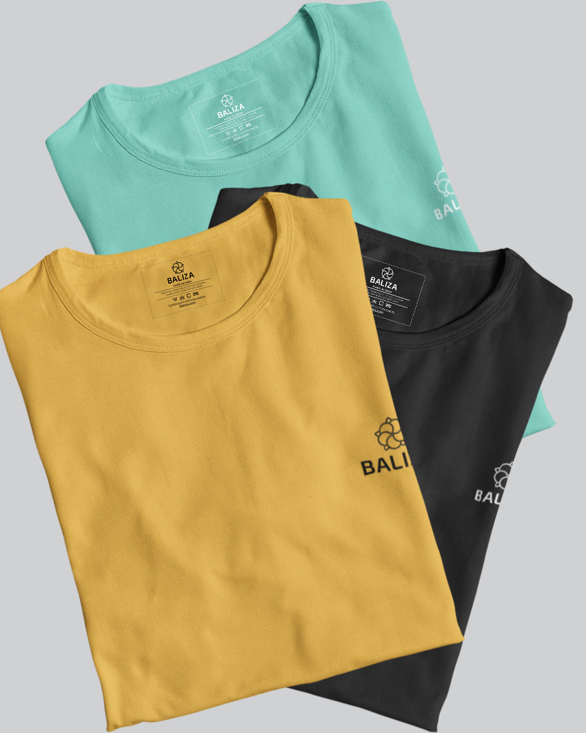 Pack of 3 T-Shirt [ Black & Combination]