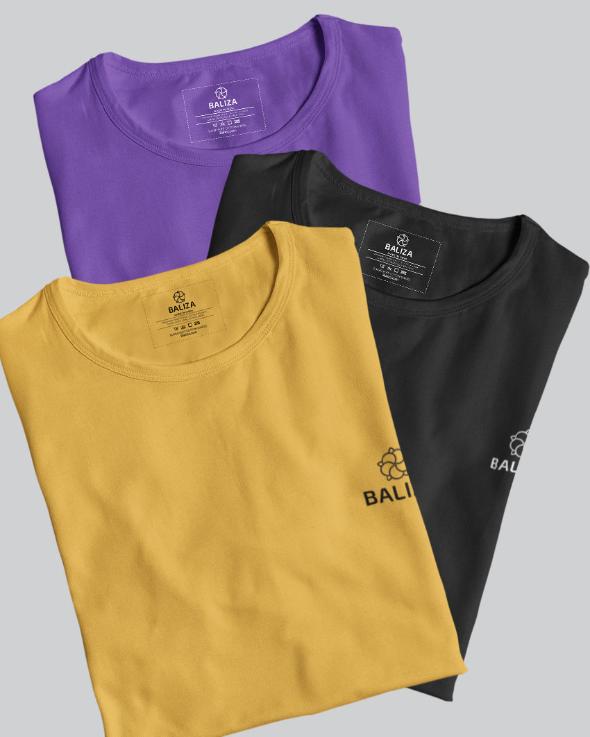 Pack of 3 T-Shirt [ Black & Combination]