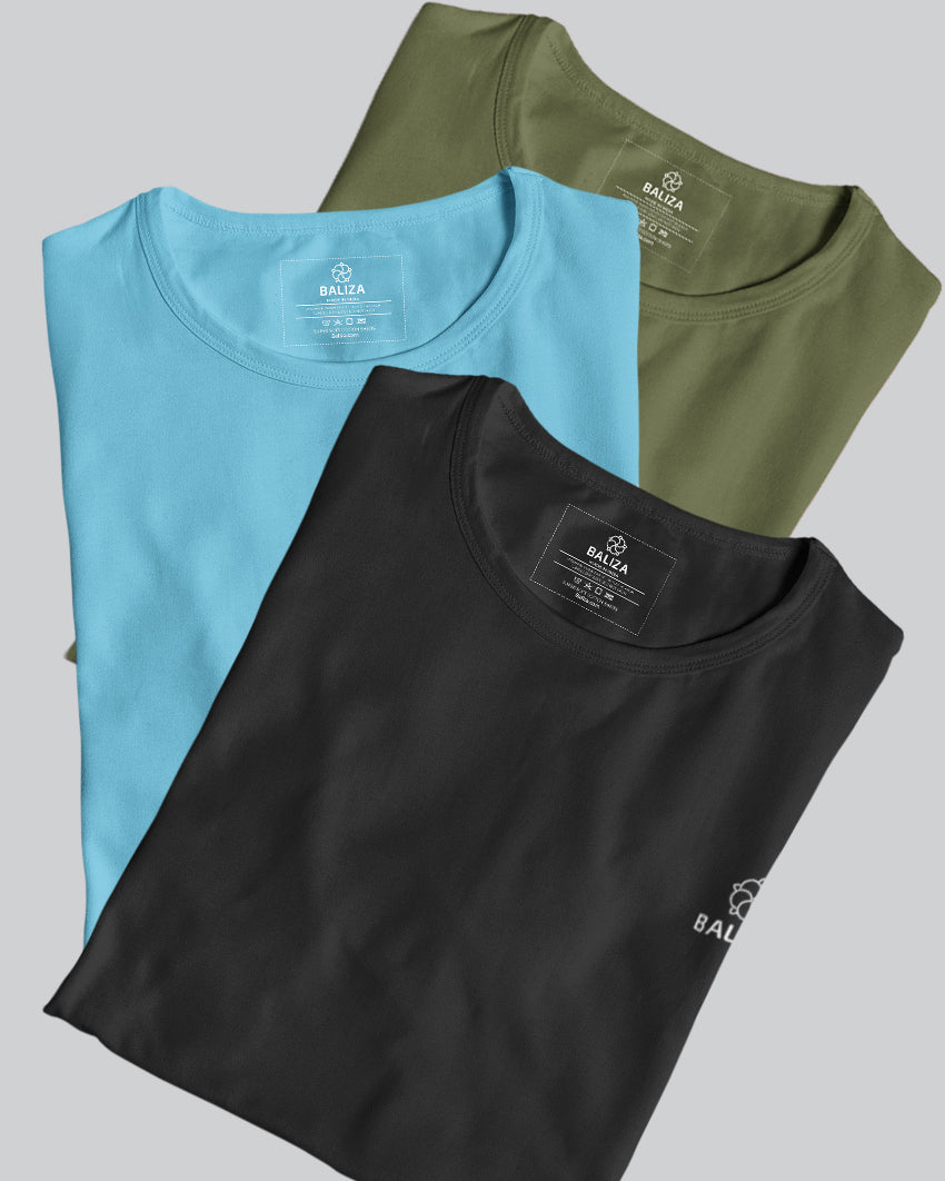 Pack of 3 T-Shirt [ Black & Combination]