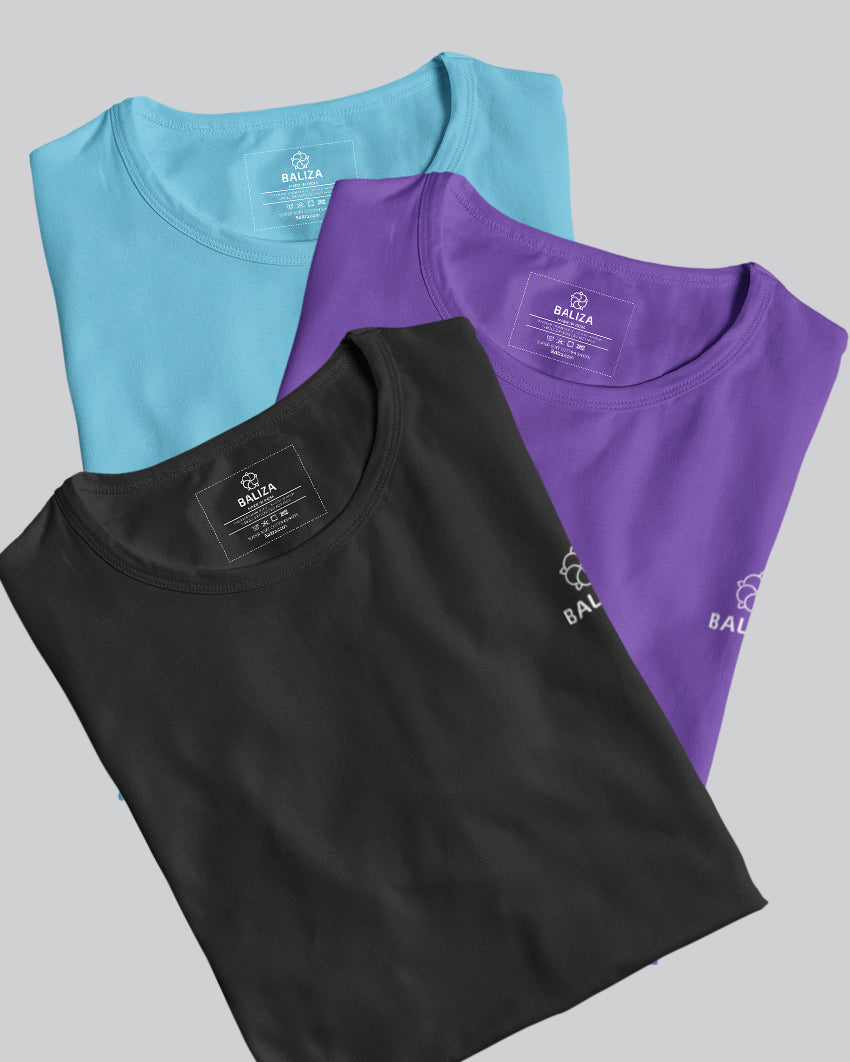 Pack of 3 T-Shirt [ Black & Combination]