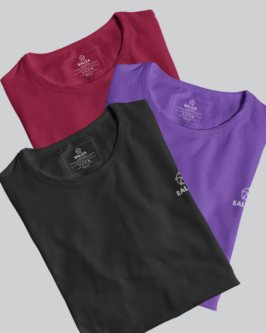 Pack of 3 T-Shirt [ Black & Combination]