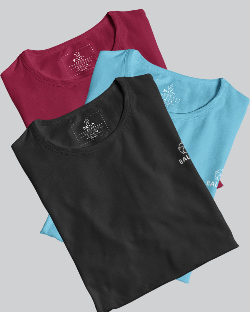 Pack of 3 T-Shirt [ Black & Combination]