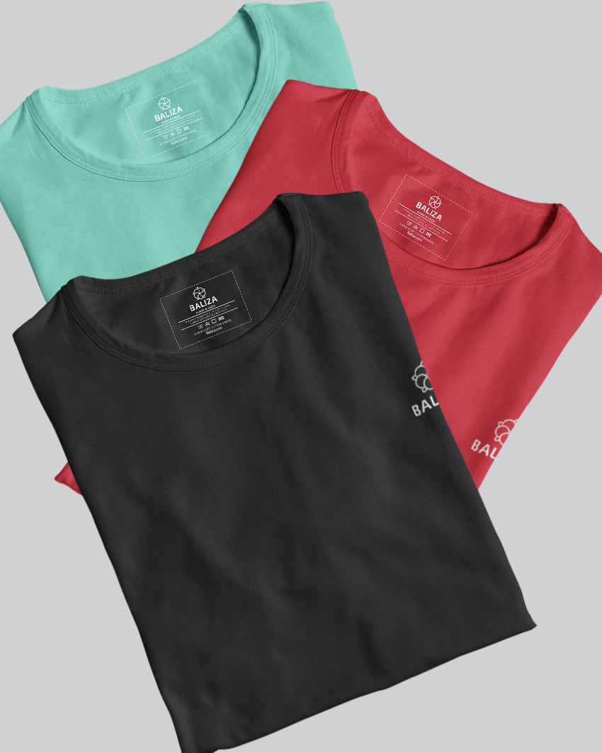 Pack of 3 T-Shirt [ Black & Combination]