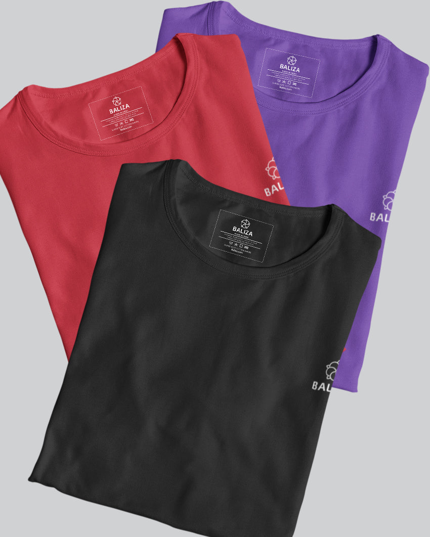 Pack of 3 T-Shirt [ Black & Combination]