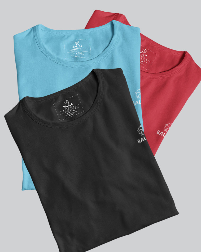 Pack of 3 T-Shirt [ Black & Combination]