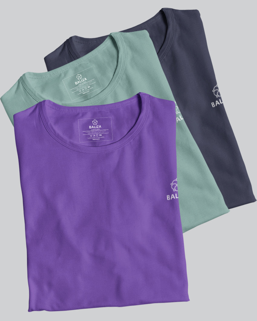 Pack of 3 T-Shirt [ Navy Blue & Combination]