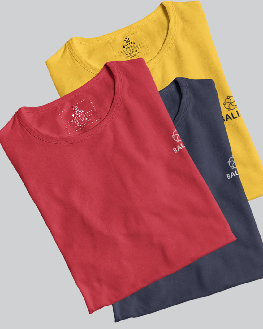 Pack of 3 T-Shirt [ Navy Blue & Combination]