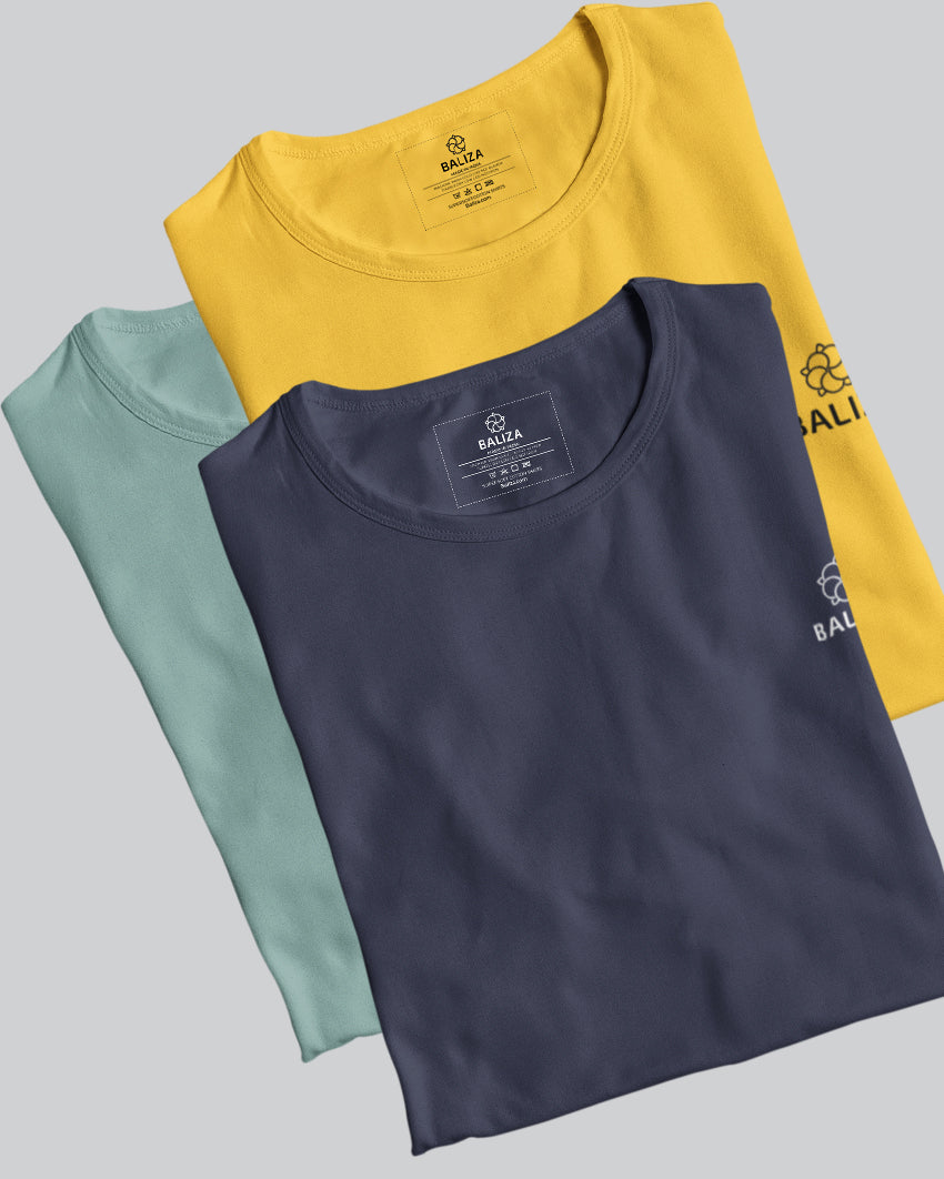 Pack of 3 T-Shirt [ Navy Blue & Combination]