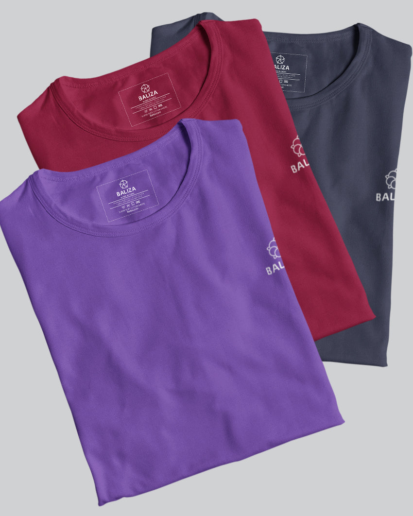 Pack of 3 T-Shirt [ Navy Blue & Combination]