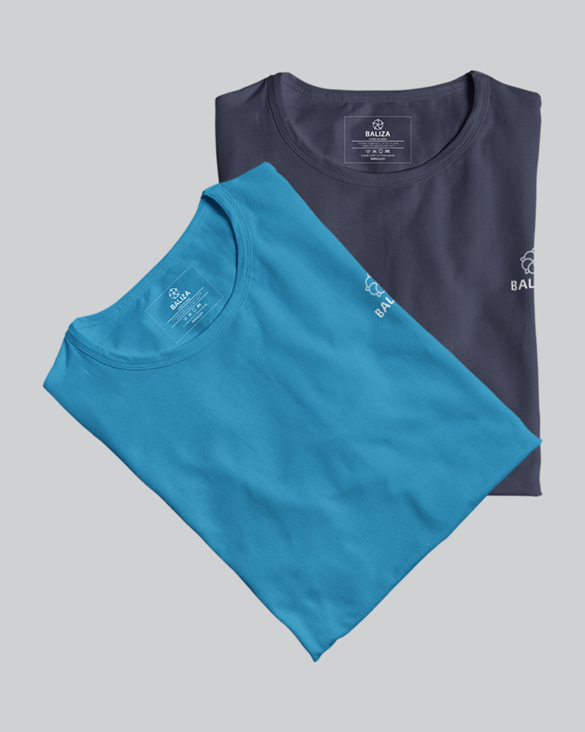 Pack of 2 T-Shirt [ Navy Blue & Combination]
