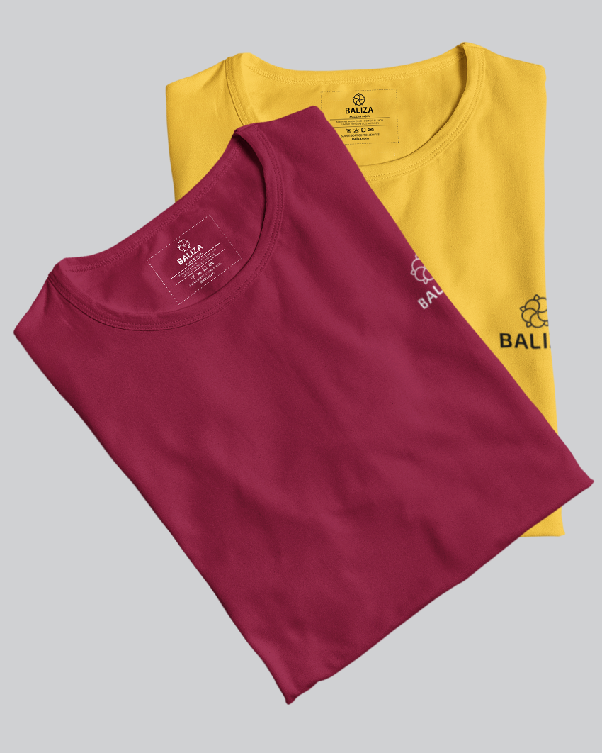 Pack of 2 T-Shirt [ Red Wine & Combination]