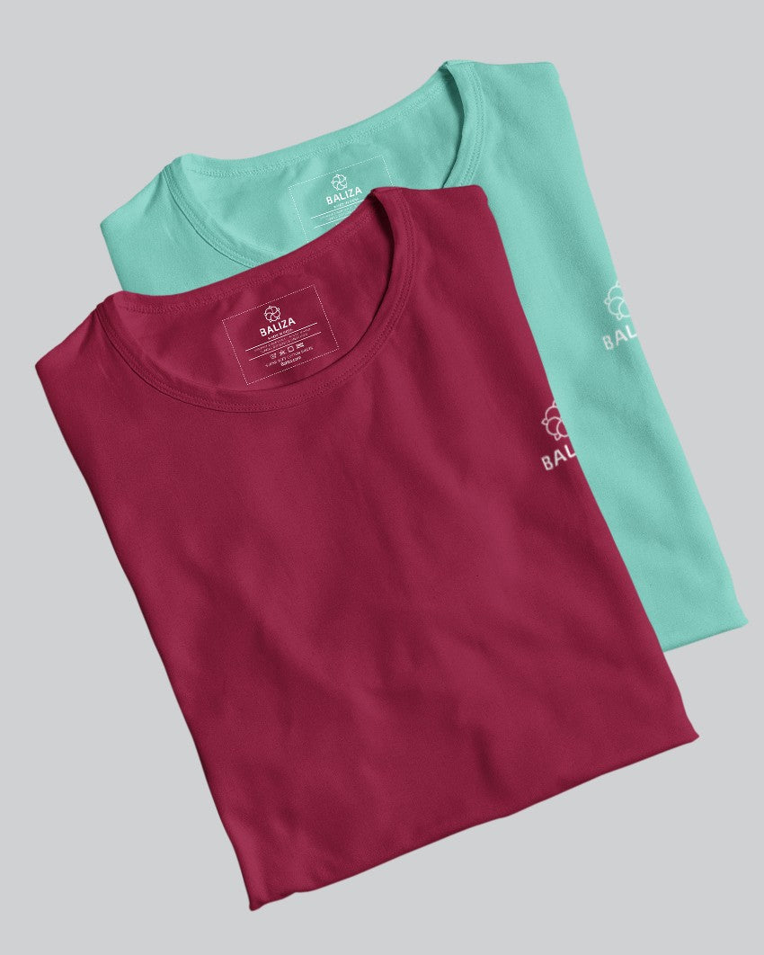 Pack of 2 T-Shirt [ Red Wine & Combination]