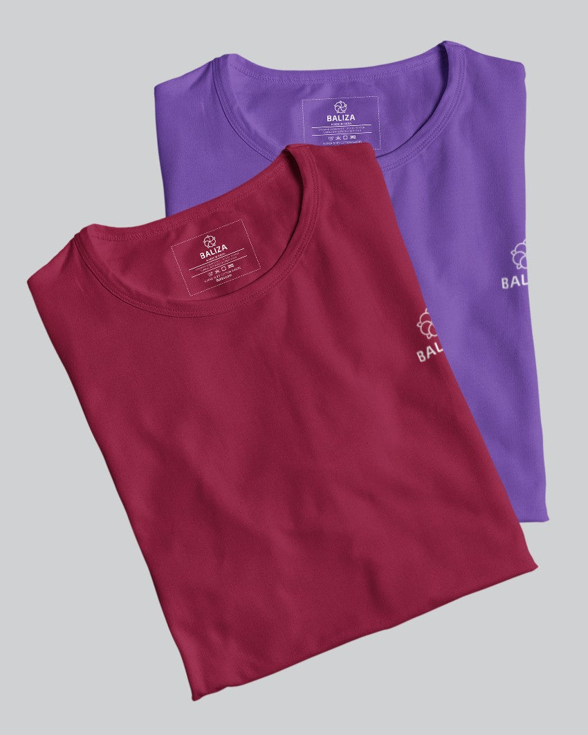 Pack of 2 T-Shirt [ Red Wine & Combination]
