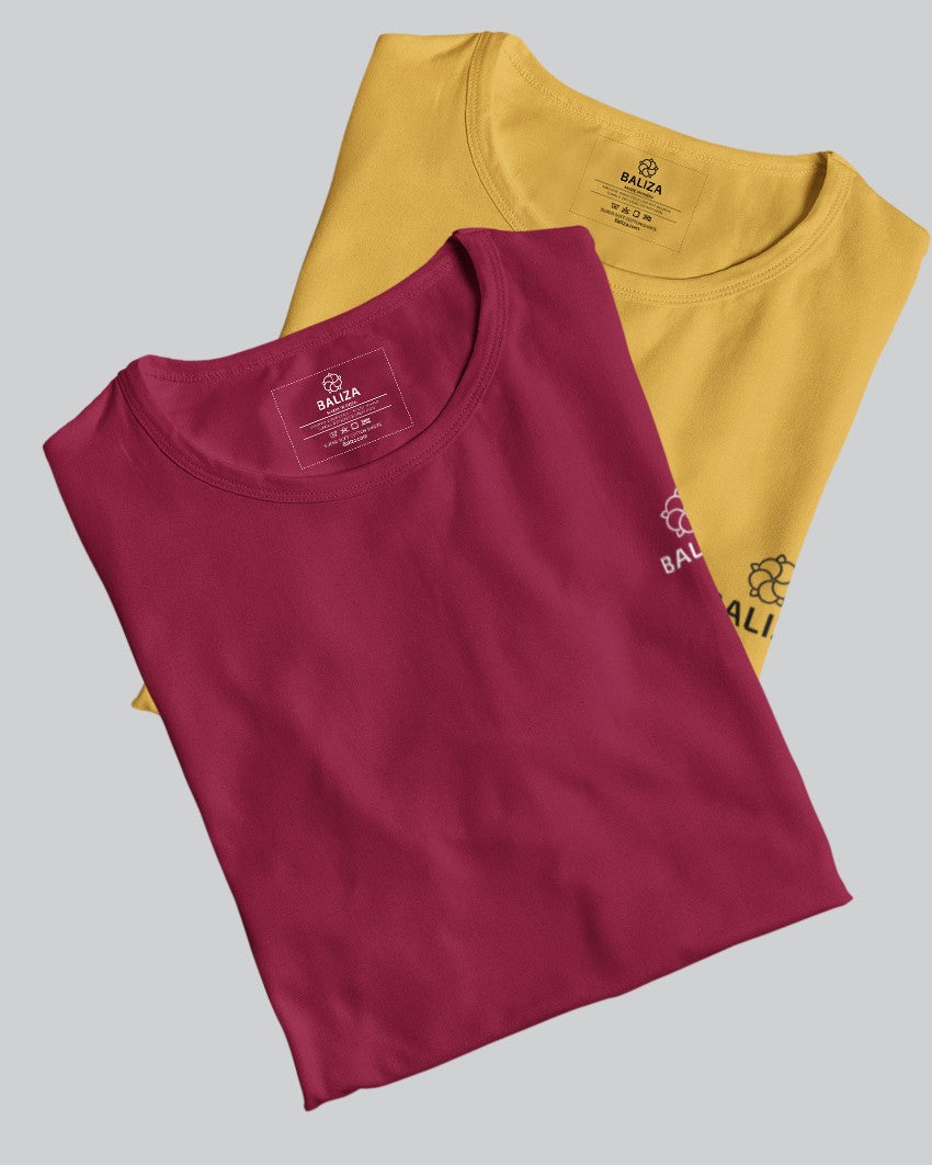 Pack of 2 T-Shirt [ Red Wine & Combination]