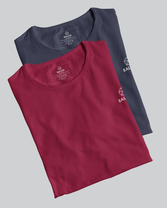 Pack of 2 T-Shirt [ Red Wine & Combination]